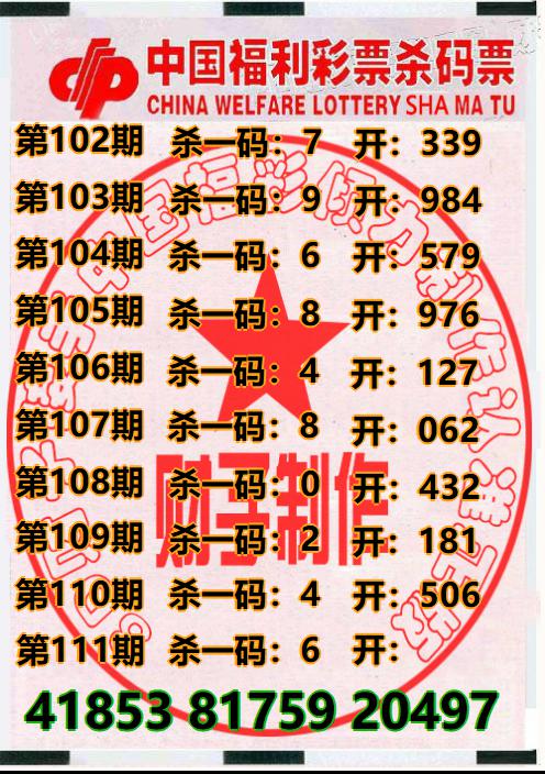 3D财子杀码票