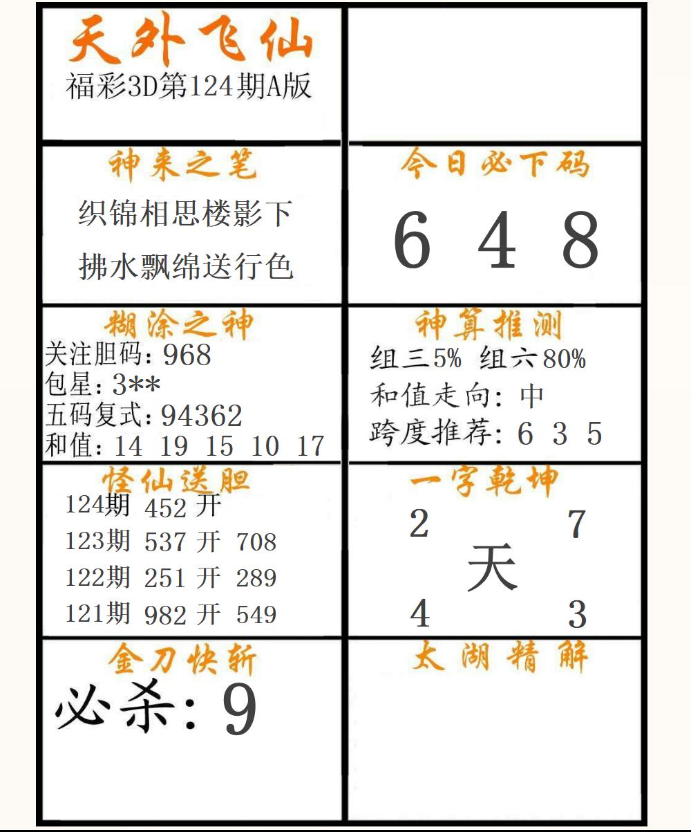 福彩3D天外飞仙A版