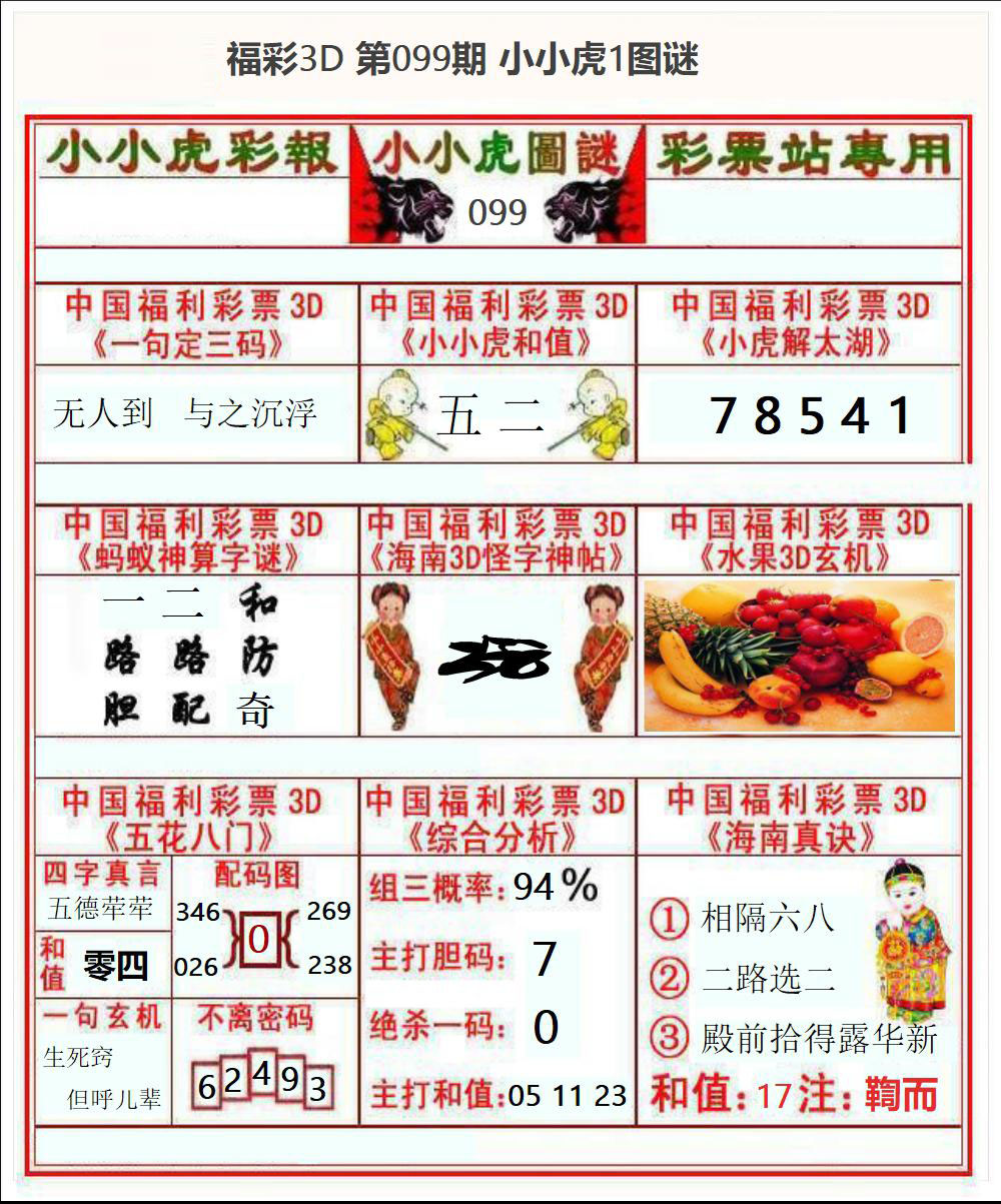 福彩3D小小虎1