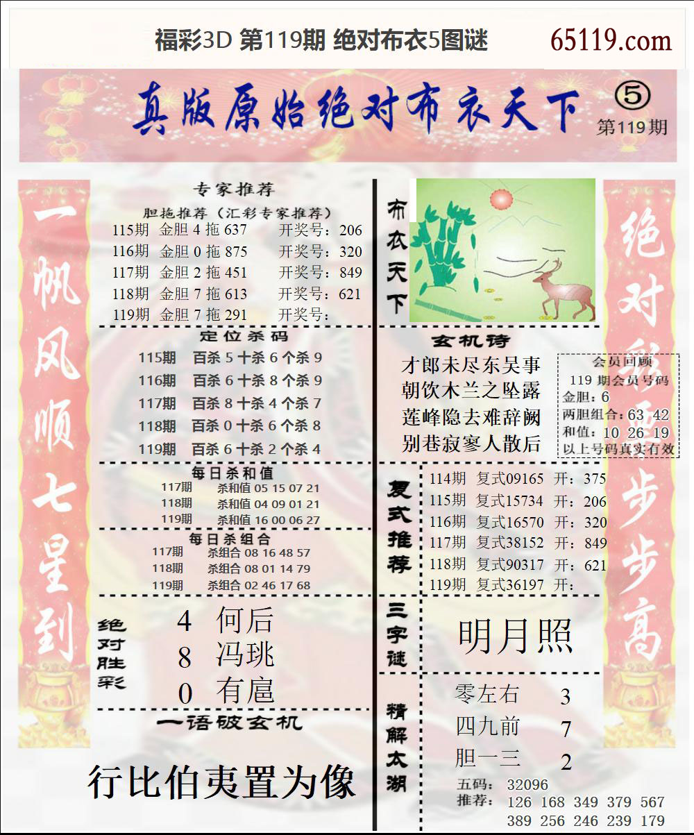福彩3D绝对布衣5