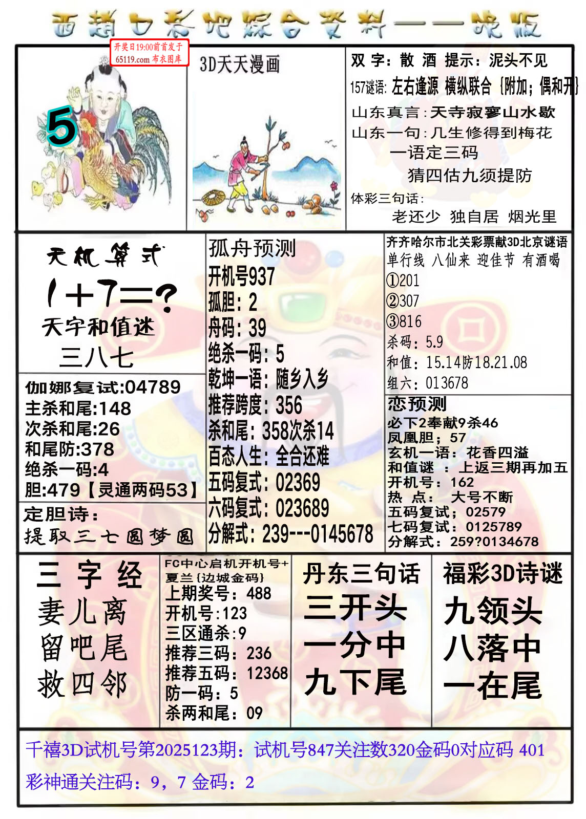 西赵口彩吧综合资料-晚报