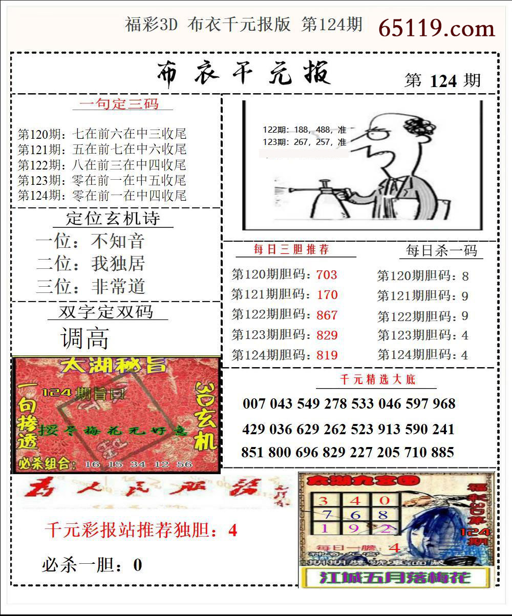 福彩3D布衣千元报